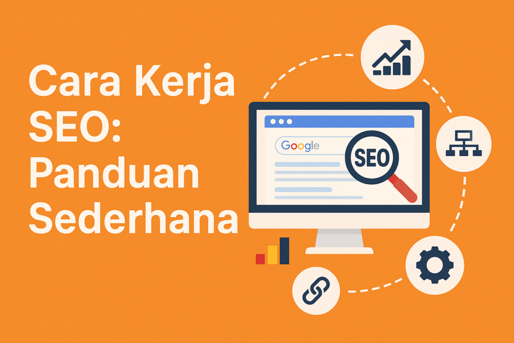 Ilustrasi digital tentang cara kerja SEO untuk website UMKM agar muncul di Google