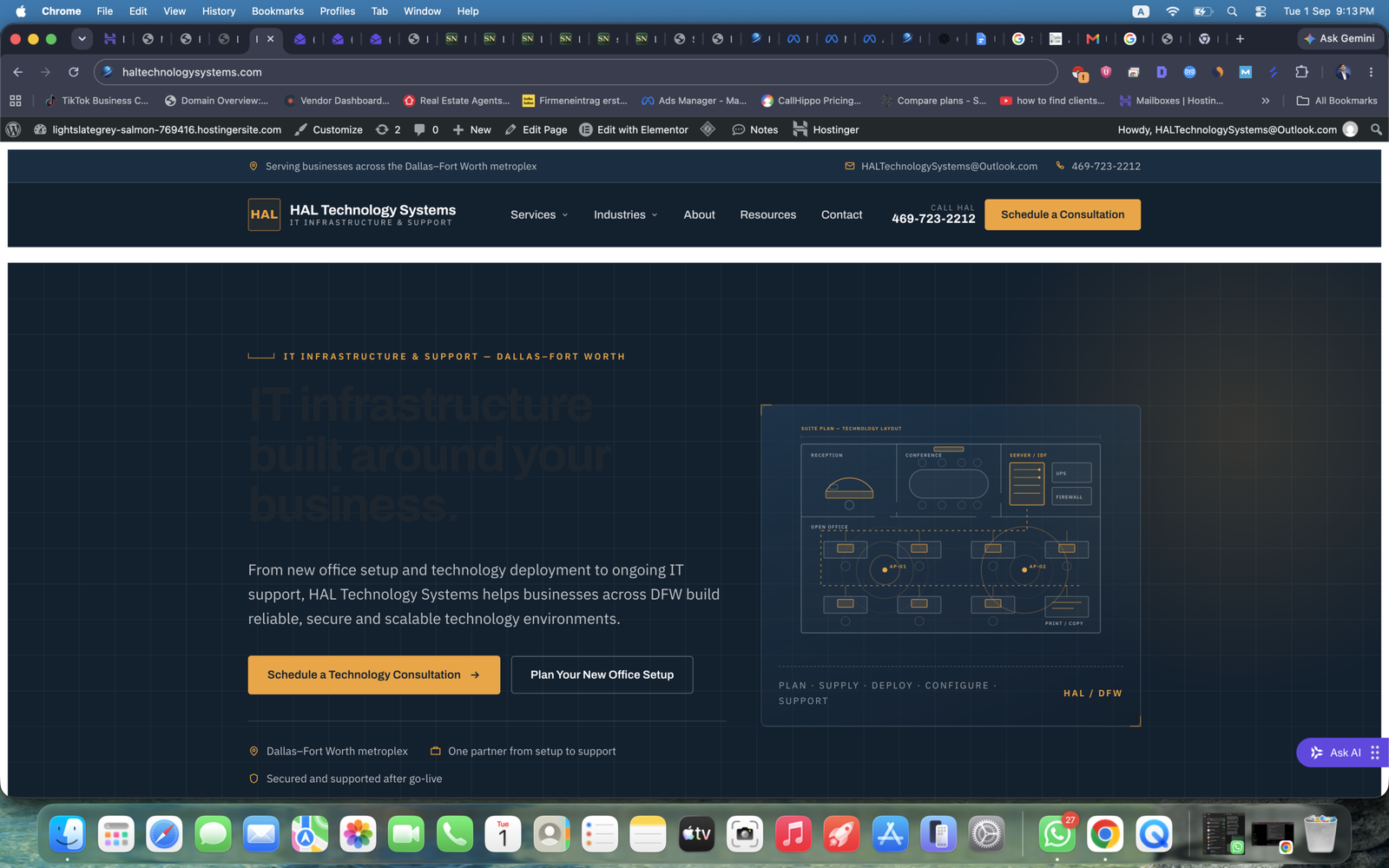 Technology systems company website designed and built by Mentor AOD